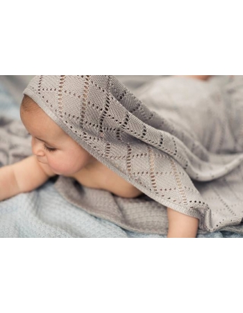 Бамбуковый вязаный плед для новорожденных Jollein, серый, средний