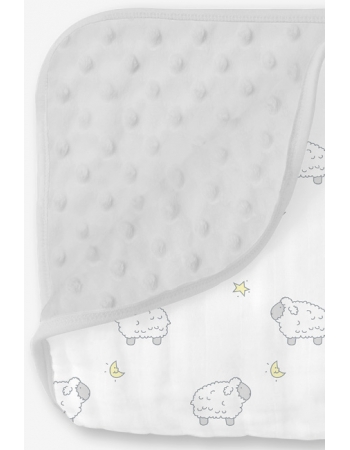 Муслиновое одеяло с флисом SwaddleDesigns Snuggle Blanket, цвет Little Lambs
