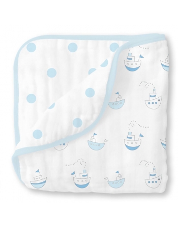 Одеяло муслиновое SwaddleDesigns, Little Ships Blue