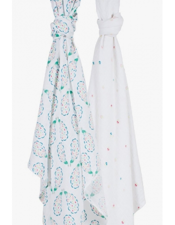 Пеленки муслиновые для новорожденных большие, Bébé au Lait Peacocks/Pansies