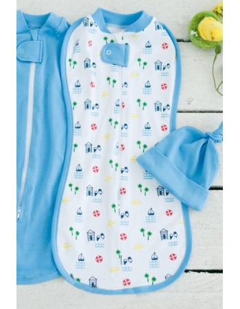 Пеленка кокон для новорожденных трикотажная, Sea Beach