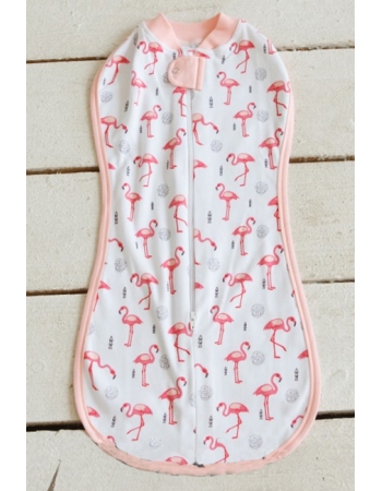 Пеленка кокон на молнии трикотажная, Flamingo