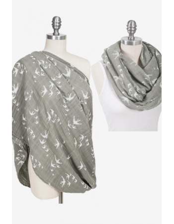 Накидка для кормления - милкснуд муслиновый Bebe Au Lait, Nightingale