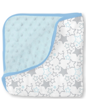 Муслиновое одеяло с флисом SwaddleDesigns Snuggle Blanket, Starshine Shimmer Blue