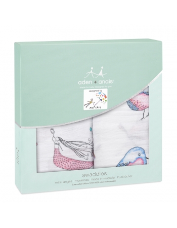 Муслиновые пеленки для новорожденных Aden Anais, большие, набор 2, Benita Bird