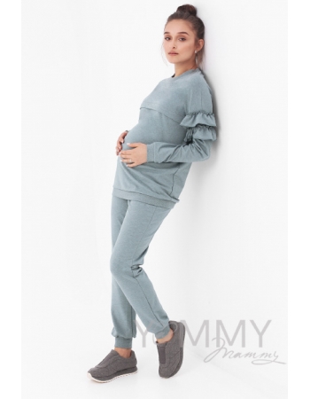 Костюм для кормящих и беременных, зеленый меланж