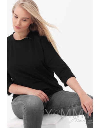 Лонгслив для кормящих и беременных, черный