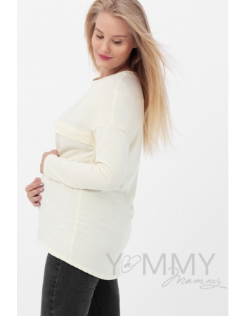 Лонгслив для беременных и кормящих с горизонтальной молнией, цвет экрю