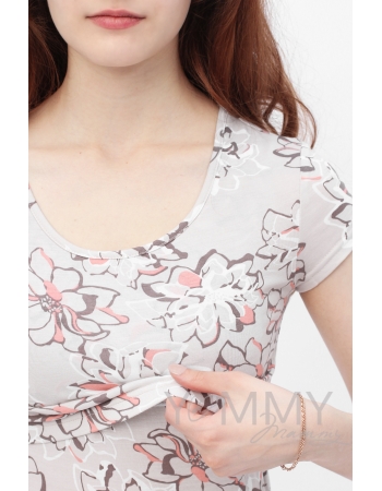 Пижама персиковая с цветочным принтом
