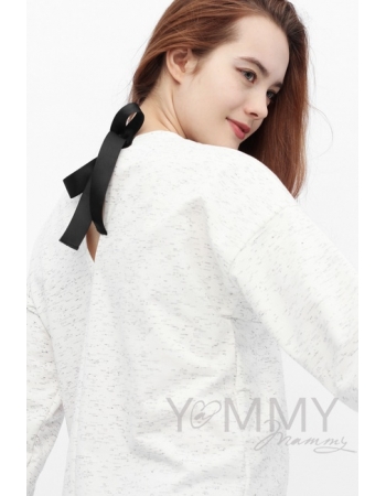 Свитшот для беременных и кормящих с лентами, экрю