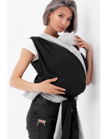 Слинг-шарф трикотажный двусторонний, серый/темно-серый