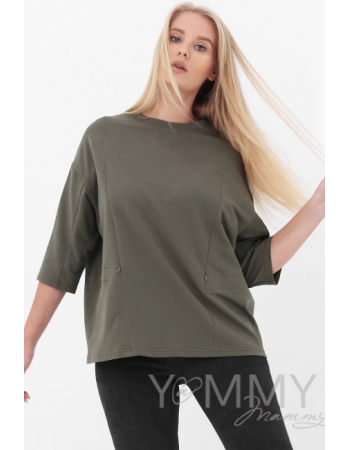 Джемпер для беременных и кормящих, цвет хаки