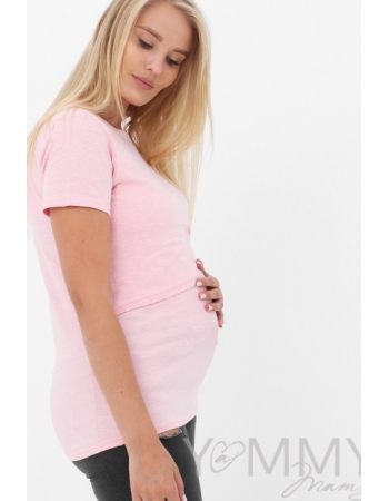 Футболка для беременных и кормящих, розовый меланж