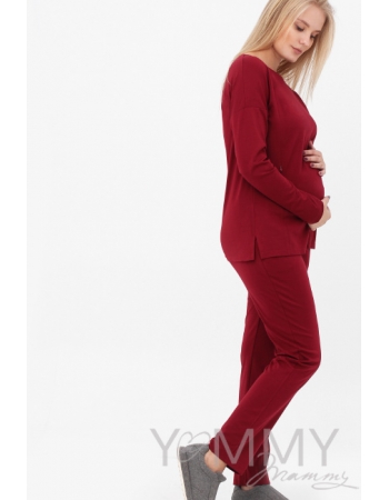 Костюм для кормящих и беременных, цвет марсала