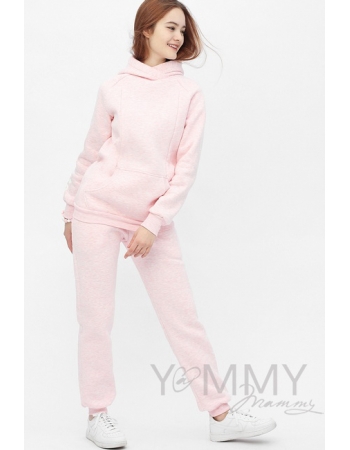Костюм для беременных и кормящих с начесом, розовый меланж