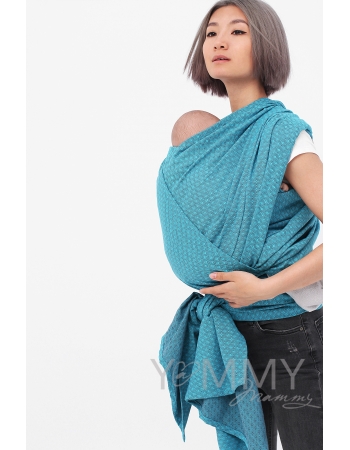 Слинг-шарф алмазного плетения YammyMammy, бирюзовый/темно-серый