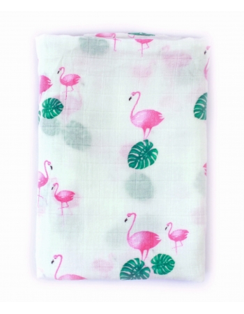 Муслиновая пеленка для новорожденных с бамбуком Diva большая, Flamingo Bamboo