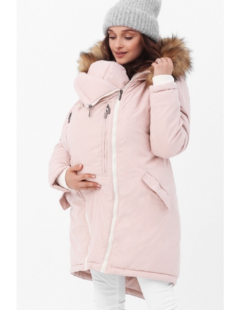 Слингокуртка зимняя - парка 3 в 1 с мехом, розовый