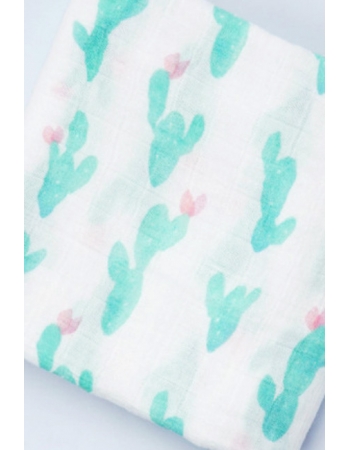Муслиновая пеленка для новорожденных с бамбуком Diva большая, Green Cactus