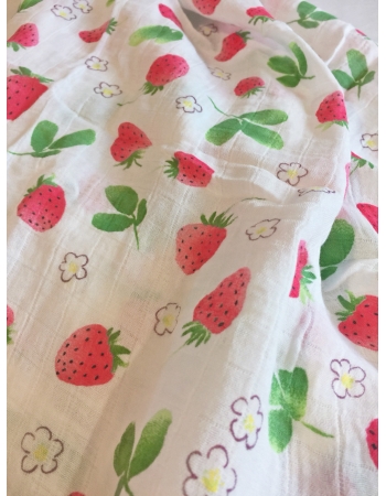 Муслиновая пеленка для новорожденных с бамбуком Diva большая, Strawberry