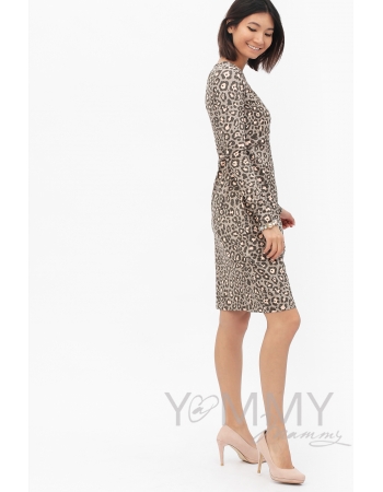 Платье-футляр с леопардовым принтом для кормящих