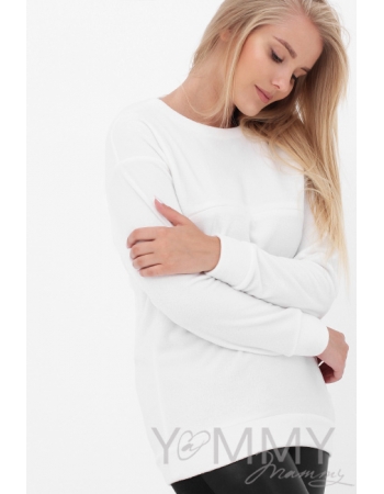 Джемпер для беременных и кормящих флисовый, цвет белый