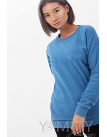 Джемпер для беременных и кормящих флисовый, цвет деним