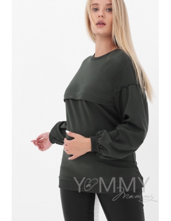 Джемпер для беременных и  кормящих, милитари