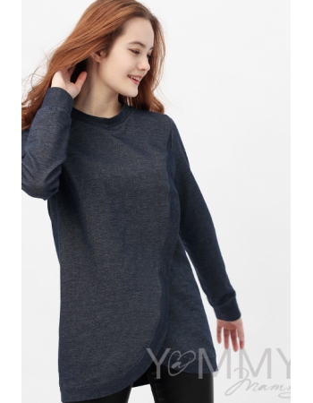 Джемпер для кормящих и беременных на запах, темно-синий