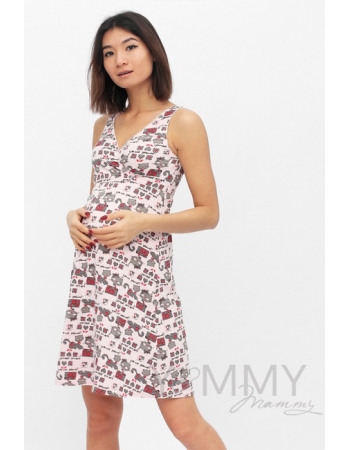 Ночная сорочка - топ розовая / котята