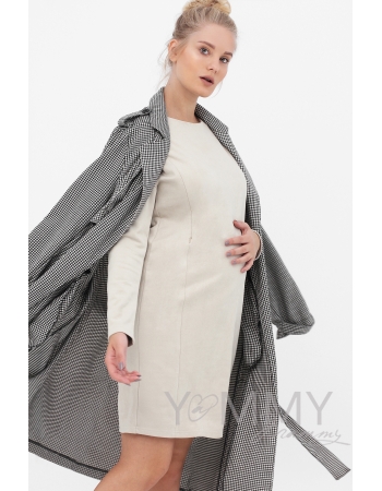 Платье для беременных и кормящих замшевое, цвет светло-бежевое