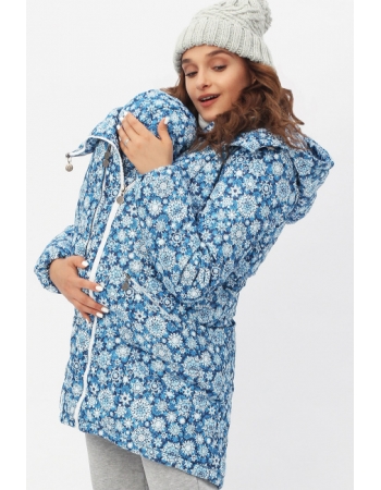 Слингокуртка зимняя 3 в 1, голубая со снежинками