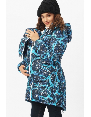 Слингокуртка зимняя 3 в 1, цвет синий с узорами