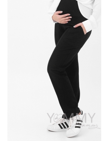 Брюки для беременных с вставкой на живот, черные