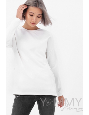 Джемпер для беременных и кормящих с вертикальными молниями, экрю