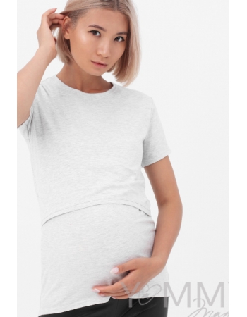 Футболка для беременных и кормящих, цвет серый меланж
