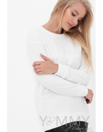 Толстовка для кормящих и беременных флисовая, белая