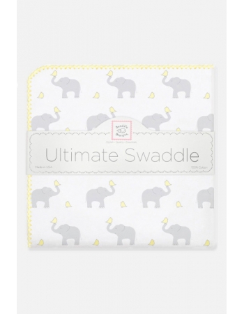 Фланелевая пеленка для новорожденного SwaddleDesigns, PY Elephants/Chicks