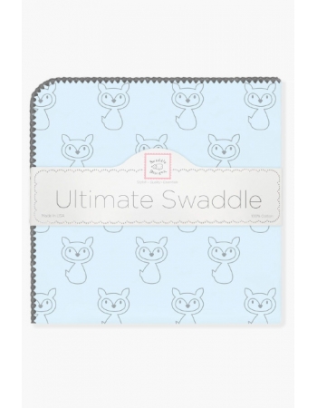 Фланелевая пеленка для новорожденных Swaddle Designs, Ultimate Gray Fox Pstl Blue