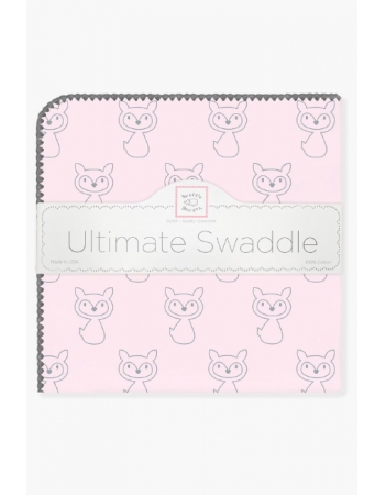 Пеленка фланелевая для новорожденных Swaddle Designs Ultimate Gray Fox Pstl Pink