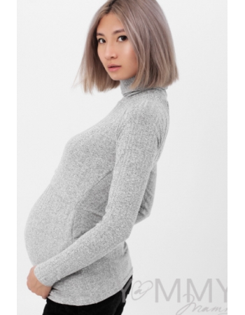 Водолазка для кормящих и беременных, серый меланж