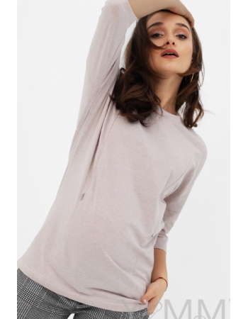 Лонгслив для беременных и кормящих с вертикальными молниями, бежевый меланж
