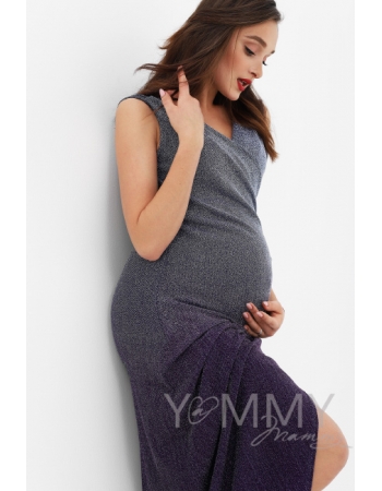 Вечернее платье для кормящих и беременных длинное с градиентом, фиалковое