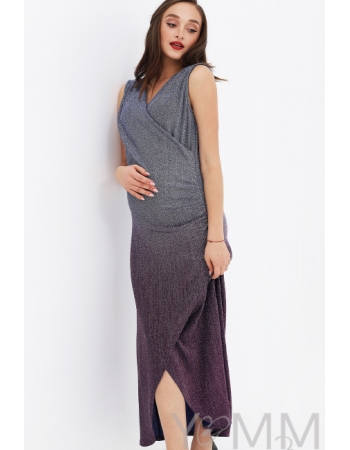 Вечернее платье для беременных и кормящих длинное с градиентом, розовое