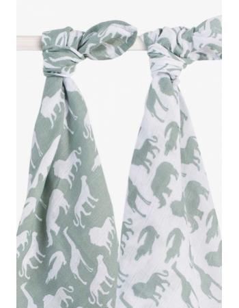 Муслиновые пеленки для новорожденных Jollein, большие, Safari, Stone Green