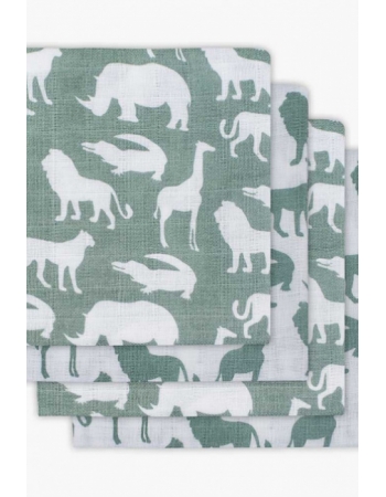 Муслиновые пеленки для новорожденного Jollein средние, Safari, Stone Green