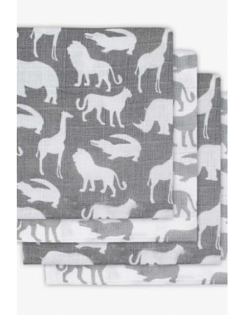 Муслиновые пеленки для новорожденных Jollein средние, Safari, Stone Grey