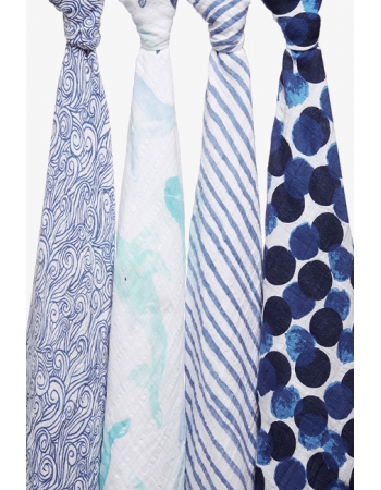 Муслиновые пеленки для новорожденных Aden&Anais большие, набор 4, Seafaring