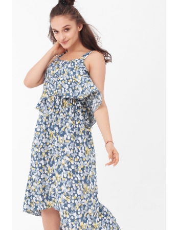 Платье-сарафан для кормящих и беременных, голубое