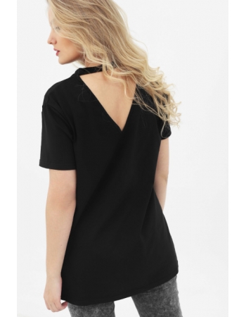 Футболка для кормящих и беременных с вырезом на спинке, черный